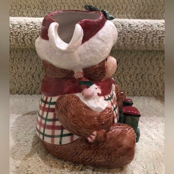 🎄Fitz & Floyd Christmas Ceramic Plaid Terry Bear Pitcher (Retired, 1991). - Picture 7 of 14